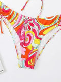 Wave Floral Print Bikini Set-Outfit