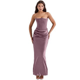 New Red Thoracic Fish Bone Sexy Body Fishtail Fishtail Dress Long Solid Dress