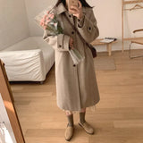 Winter Female Herringbone Thick Long Woollen Coat Loose