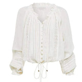 2025 New Design Long-Sleeved Shirt Women's French White Loose Women's Shirt Women's