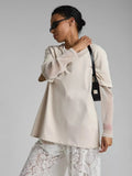 Summer New Bright Silk Mesh Splicing Long-Sleeved T-Shirt Women Loose Sun Protection Top Hot