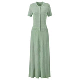 Women's Knitted Casual Simple Pure White Dress For Summer
