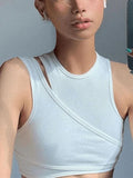 Ribbed Crop Tank Top Set-Outfit