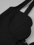 Black Irregular Deep V Neck Mini Bandage Dress-Outfit