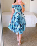 Ebay Dress Word Shoulder Irregular Shoulder Digital Print Long