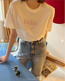 Toloer Korean Chic Summer New Embroidery Stereo Letter Casual Simple Age Reduction Round Collar Short Sleeve Versatile T-Shirt-Outfit