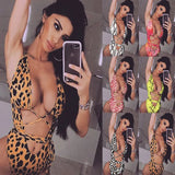 Toloer New Bikini One-Joined Bikini Bikini Leopard Print Hollowed-Out One-Piece Swimsuit-Outfit