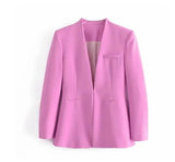 Women Blazers Set 2022 New Women's Office Suit Coat Vintage Long Sleeve Jacket Casual Female Tops And High Waist