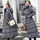 New Cotton-Padded Clothes Women 2023 Korean Version Extended Over The Knee Color Hair Collar Large Size Down Cotton-Padded Jacket Slim Cotton-Padded Jacket Women-Outfit