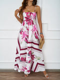Summer Flower Printed Back Suspension Sexy High Waist A Dress Dress
