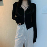 Toloer Short Coat Female Autumn Thin Casual Versatile 2024 New Show Thin Hong Kong Flavor Long Sleeve Early Autumn Jacket-Outfit