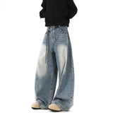 Retro Broad-Legged Jeans Design Feel Small Cat Bends Trousers Hanging Trousers