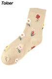Fashion Happy Funny Socks Cotton Soft Sox Beautiful Curve Women Ladies Girls Harajuku Flower Art ankle