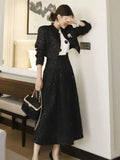 Sister Fan's New Two-Piece Korean Version Of The Famous Woman Temperament Hairy Short Coat + Waist Swing Skirt Hepburn