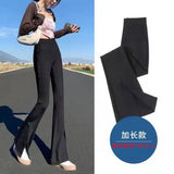 Toloer Micro Bell Pants Slit Slim Slim Small Floor Pants High Waist Autumn Female Slit Suit Long Pants-Outfit