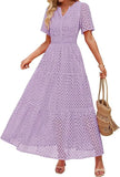 Women's V-Neck A-Shaped Hollow Lace Cake