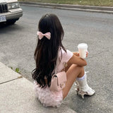 Women's Kawaii Y2K Summer Casual Shorts Ruffled Floral Lace Elastic Waist Short Pants for Beach Nightclub Streetwear-Outfit