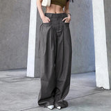 Toloer Tooling Wind Woven Pants Straight Pants Women's Casual Hanging Drop Feeling Loose Hot Girl Pants-Outfit