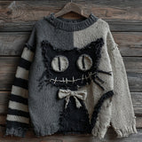 New Coarse Needle Cloth 3D Digital Printing Men's And Women's Round Collar Collar Knitting Striped Coat Women's