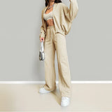 Toloer Women's Wear 2024 Autumn And Winter Suit New Fashion Solid Color Casual Loose Street Sports Hoodie Suit For