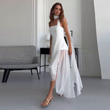 New Women's Wear Bra Sleeveless Mesh Splicing Temperament White