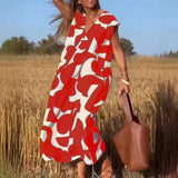 Ladies Style V-Neck Loose Waist Dress 2025 Summer Fashion New Set Long