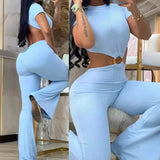 Toloer 2023 Women's Sexy Round Collar Open Back Slim And Hip Solid Color Jumpsuit