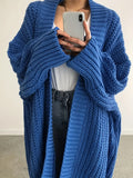 And Winter Long Cardigan Pure Color Women's Knit Fashion Holiday Sweater Coat
