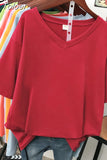 100% Cotton M-6XL T Shirt Solid V Neck Tshirt Short Sleeve Women's Top Basic Summer Couple Oversized T