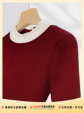 Toloer Exclusive Gentle Sweet Sister Wear High Sense Knit Sweater Female Chiffon Lace Rope Belt Jacket