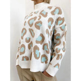Print Half Turtleneck Sweater 2024 Fall / Winter Fashion Trend Loose Featured Animal Print Sweater-Outfit