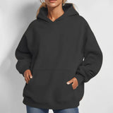 Toloer Coat Women's New Fashion Pure Color Loose Casual Temperament Long-Sleeved Hooded Winter Hoodie