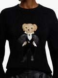 2025 New Women's Bear Embroidered Cartoon Loose Version Of Heavy Industry Round-Neck Knitted