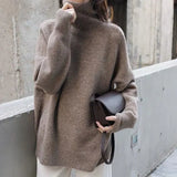 Cashmere Sweater Woman Fashion Loose Thick Warm Pullover Tops 2021 Winter Solid Jumper Female Knitted Wool