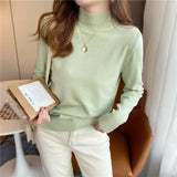 Milk Sweater Women Wear Semi-High Collar Knitted Bottomed Sweater In Autumn And Winter, A New 2023 Soft Top Inside-Outfit