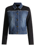 Toloer 2024 New Fashion Retro Jacket Jacket Design Sense Color Splicing Long Sleeve Short Denim Jacket Girl-Outfit