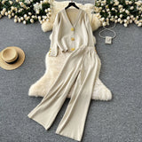 Small Fragrant Wind Two Sets Of Women's Autumn And Winter Knitted Jersey Jacket Sweater Casual
