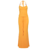 2025 Spring And Summer New Women's Tight-Luck Neck Small Vest Sexy Hot Girl Fishtail Skirt