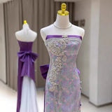Chinese Fishtail Evening Dress 2025 New Light Luxury Niche Morning Robe Toasting Bridal Purple Banquet Dress Dress