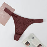 Sexy Ice Silk Scarless Thong Trousers Women Low-Rise Naked Motion Yoga Invisible Lady