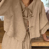 Toloer Women's 2024 New Vintage Tea With A Bubble Sleeve Shirt Suit Summer Dress-Outfit