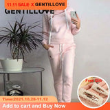 Leisure Tracksuit Women 2 Pcs Set Tops and Trousers Spring Casual Warm Fleece Hoodies Sports Pants