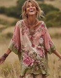 New Hot 3D Printed Ladies Round-Neck Long Sleeve Retro Bohemian