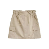 Spicy Girl American Retro Short Skirt for Women High Waist Slim Quick Drying Casual Drawstring Cargo Skirt Women Clothing-Outfit