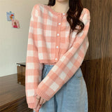 Toloer Dress 2024 New Women's Suit Bump Color Plaid Knit Cardigan Top Hot Girl Pure Desire Wind Sling Two-Piece Set-Outfit