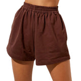 Summer Women's Tight Waist Loose Broad Legs Solid Color Leisure Sports