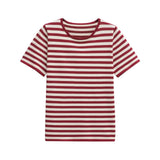 Homemade New Women's Classic Striped Short-Sleeved Knitted T-Shirt