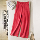 Of Spain Leftover Prices Summer Thin Nine-Point Broad Leg Pants Women High Waist Mouth Loose Cotton Leisure