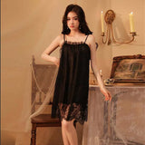 Night Vows Big-Size Lingerie Sexy Seduction Lace Sling Pyjamas Pajamas Pajamas Set Home Clothes Double-Decker Chiffon