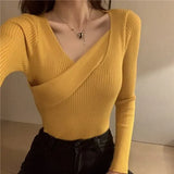 Casual Bottoming Pullover Knitted Jumper All-match Slim Fit Sweater Women Long Sleeve Solid Autumn Winter Clothes Women